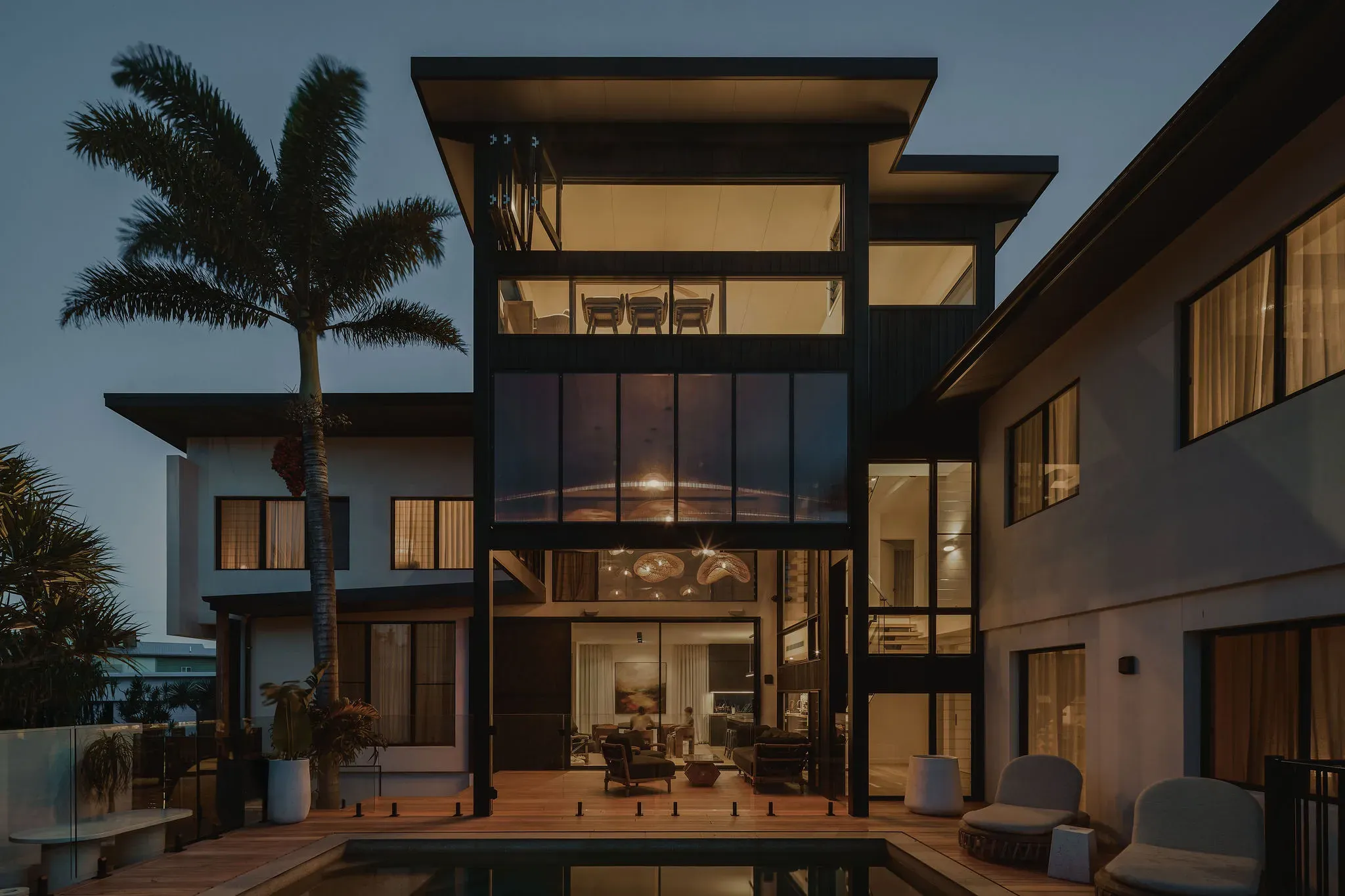 Casuarina renovation exterior at dusk